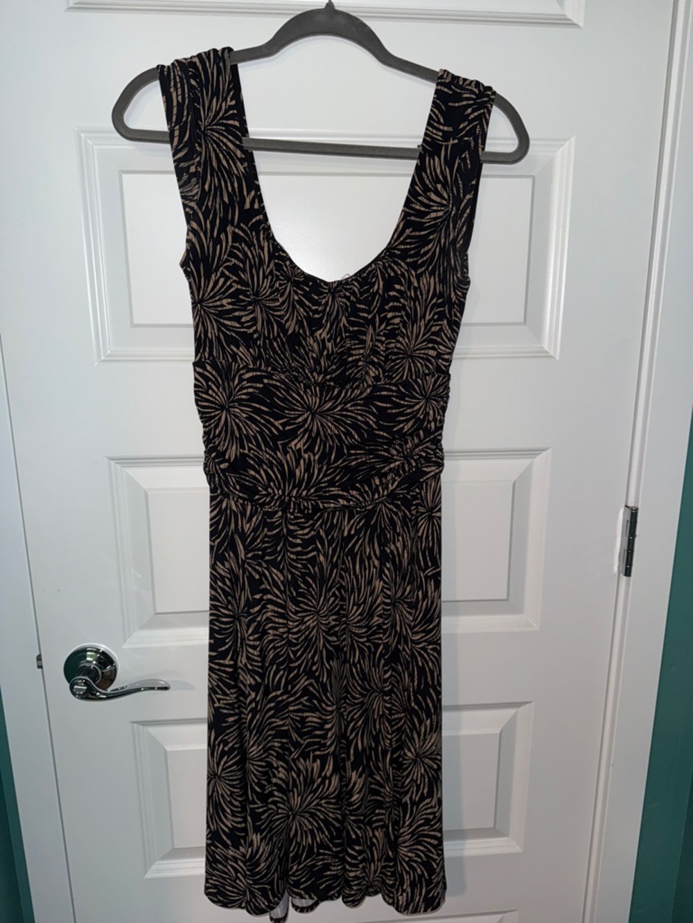 Coldwater Creek Black and Tan Patterned Midi Dress